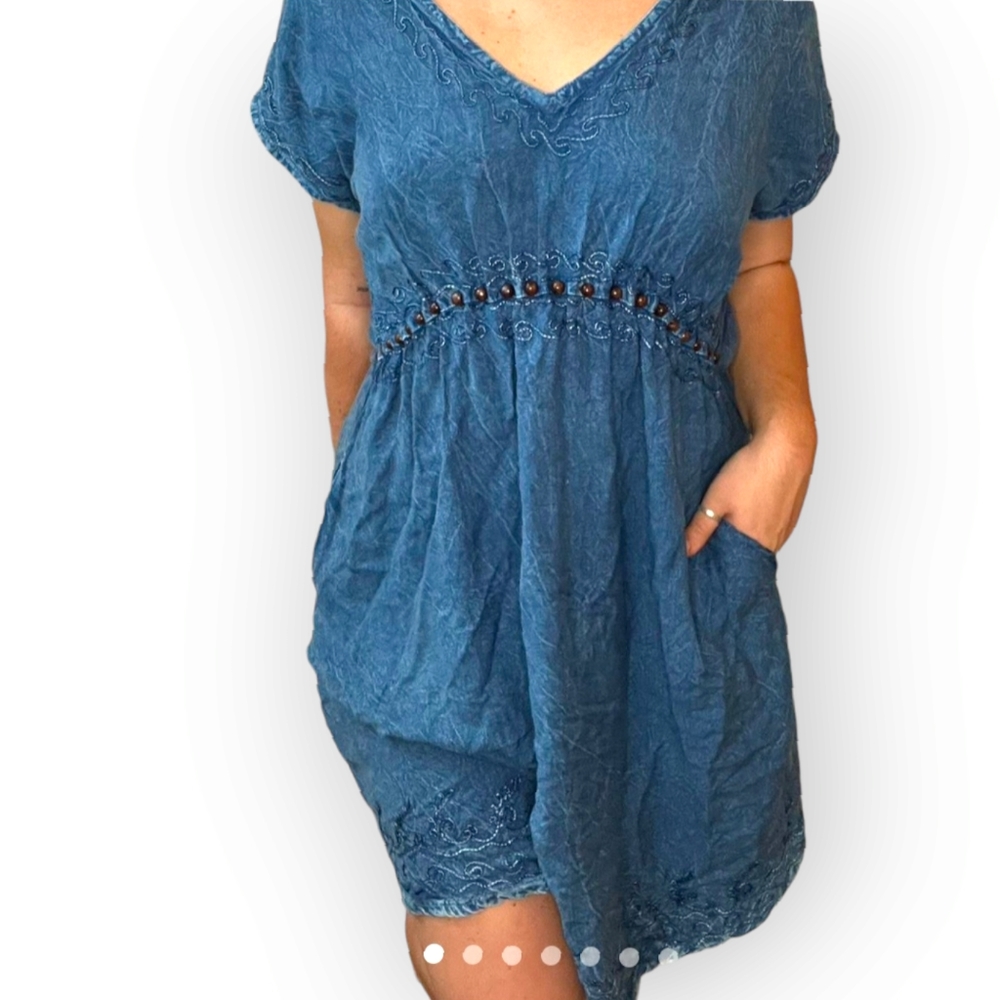 Raya Sun Denim Style Boho Dress Size Medium